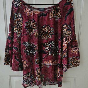 Democracy 3/4 sleeve mauve floral top